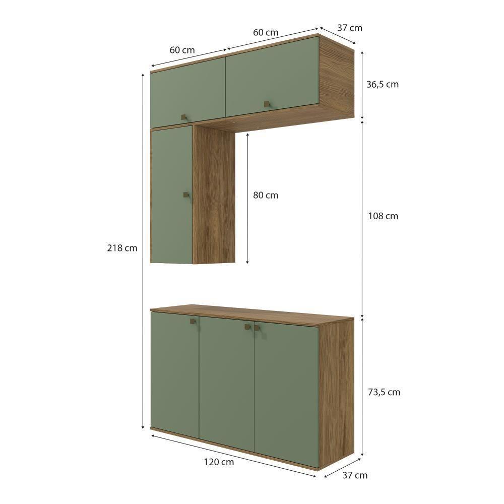 Conjunto Para Banheiro Kappesberg Celeste 4 Peças Nogueira/verde 120cm - 2