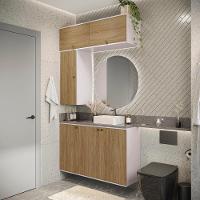 Conjunto Para Banheiro Kappesberg Celeste 4 Peças Branco/nogueira 120cm - 1