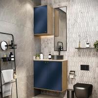 Conjunto Para Banheiro Com Aéreo Kappesberg Celeste 2 Peças Nogueria/azul 80cm - 1