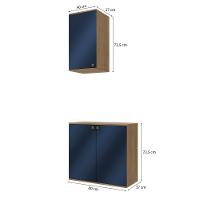 Conjunto Para Banheiro Com Aéreo Kappesberg Celeste 2 Peças Nogueria/azul 80cm - 2