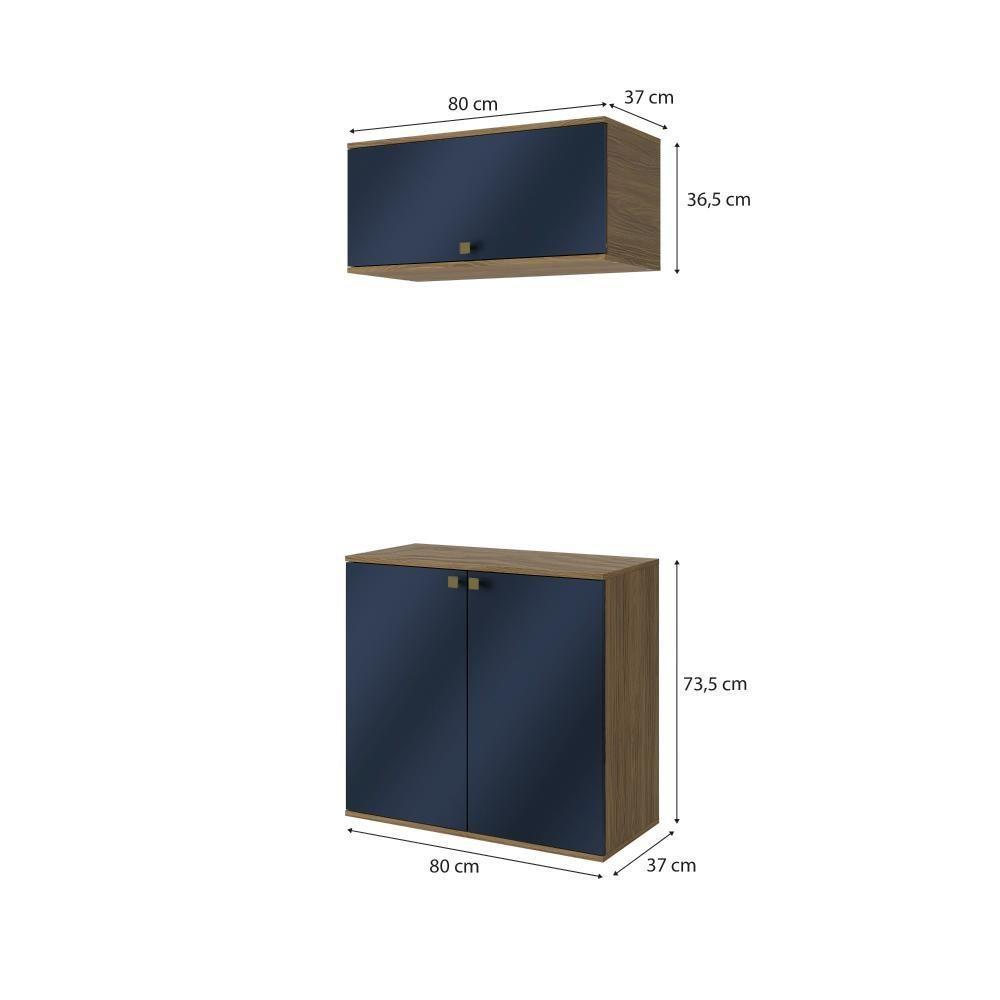 Conjunto Para Banheiro Com Basculante Kappesberg Celeste 2 Peças Nogueira/azul 80cm - 2