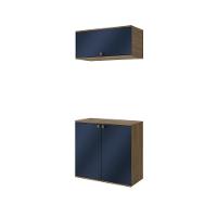 Conjunto Para Banheiro Com Basculante Kappesberg Celeste 2 Peças Nogueira/azul 80cm