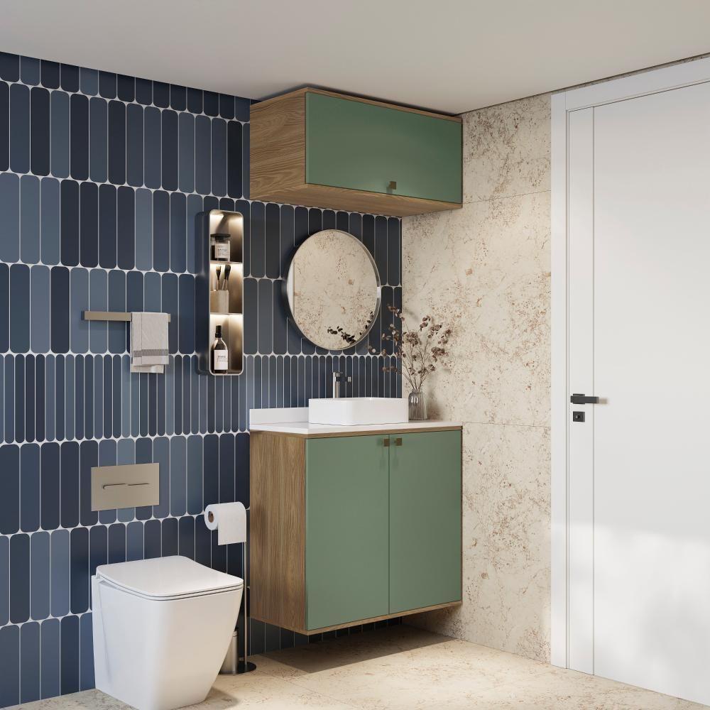 Conjunto Para Banheiro Com Basculante Kappesberg Celeste 2 Peças Nogueira/verde 80cm - 5