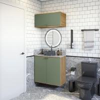 Conjunto Para Banheiro Com Basculante Kappesberg Celeste 2 Peças Nogueira/verde 80cm - 1