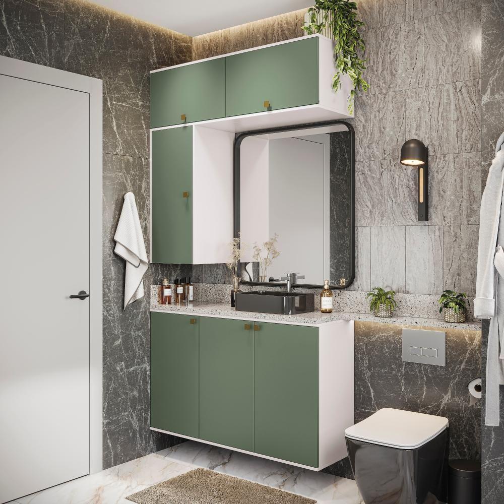 Conjunto Para Banheiro Kappesberg Celeste 4 Peças Branco/verde 120cm - 1