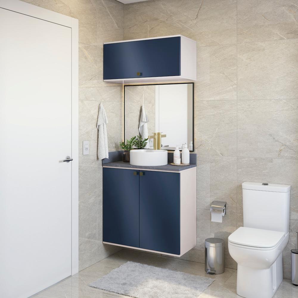 Conjunto Para Banheiro Com Basculante Kappesberg Celeste 2 Peças Branco/azul 80cm - 1