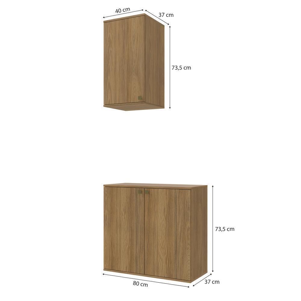 Conjunto Para Banheiro Com Aéreo Kappesberg Celeste 2 Peças Nogueria 80cm - 2