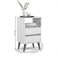 Kit 2 Mesa De Cabeceira Roma Quarto Com 2 Gavetas Branco - 4