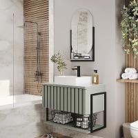 Kit Gabinete Para Banheiro Havai Com Cuba E Espelheira Ori Pistache - 1