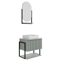 Kit Gabinete Para Banheiro Havai Com Cuba E Espelheira Ori Pistache - 2