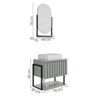 Kit Gabinete Para Banheiro Havai Com Cuba E Espelheira Ori Pistache - 4