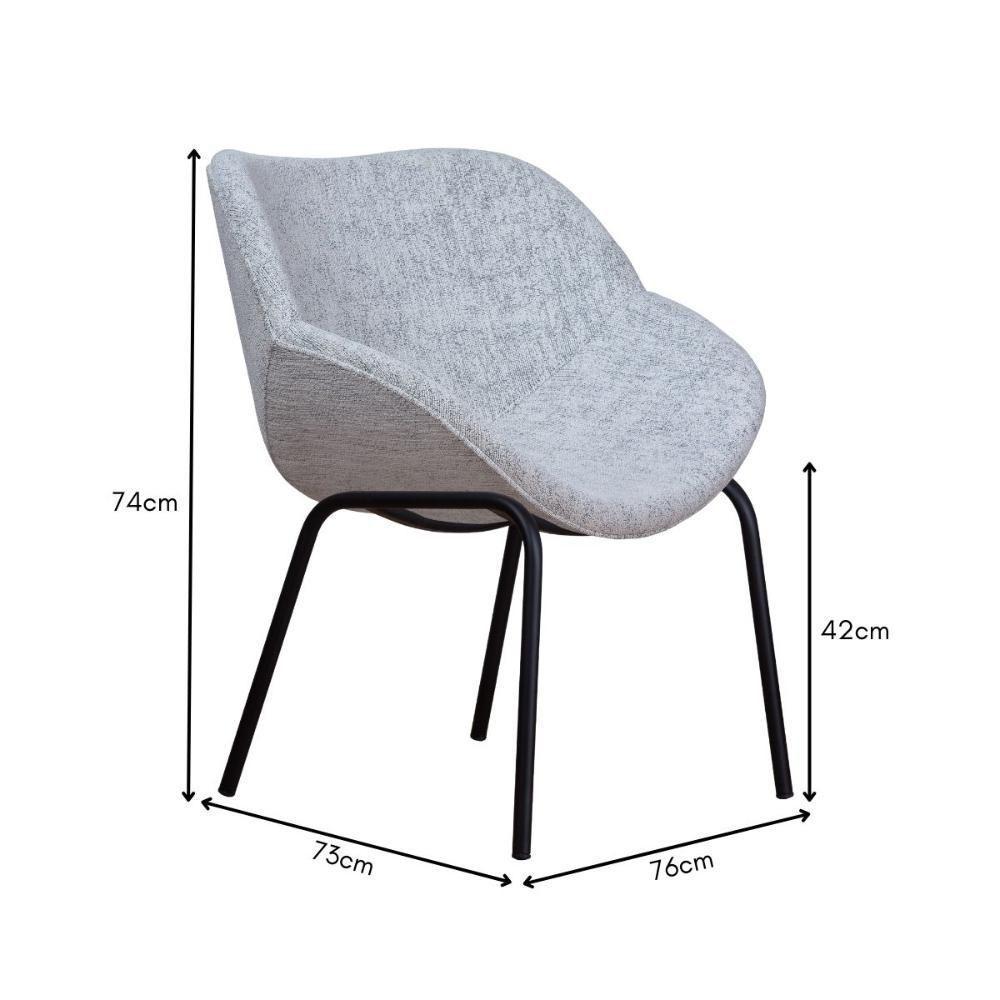 Poltrona Decorativa Com Pés De Ferro Multimóveis Cr7013 Cinza Cinza - 3