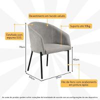 Poltrona Decorativa Com Pés De Ferro Multimóveis Cr7010 Cinza Cinza - 3