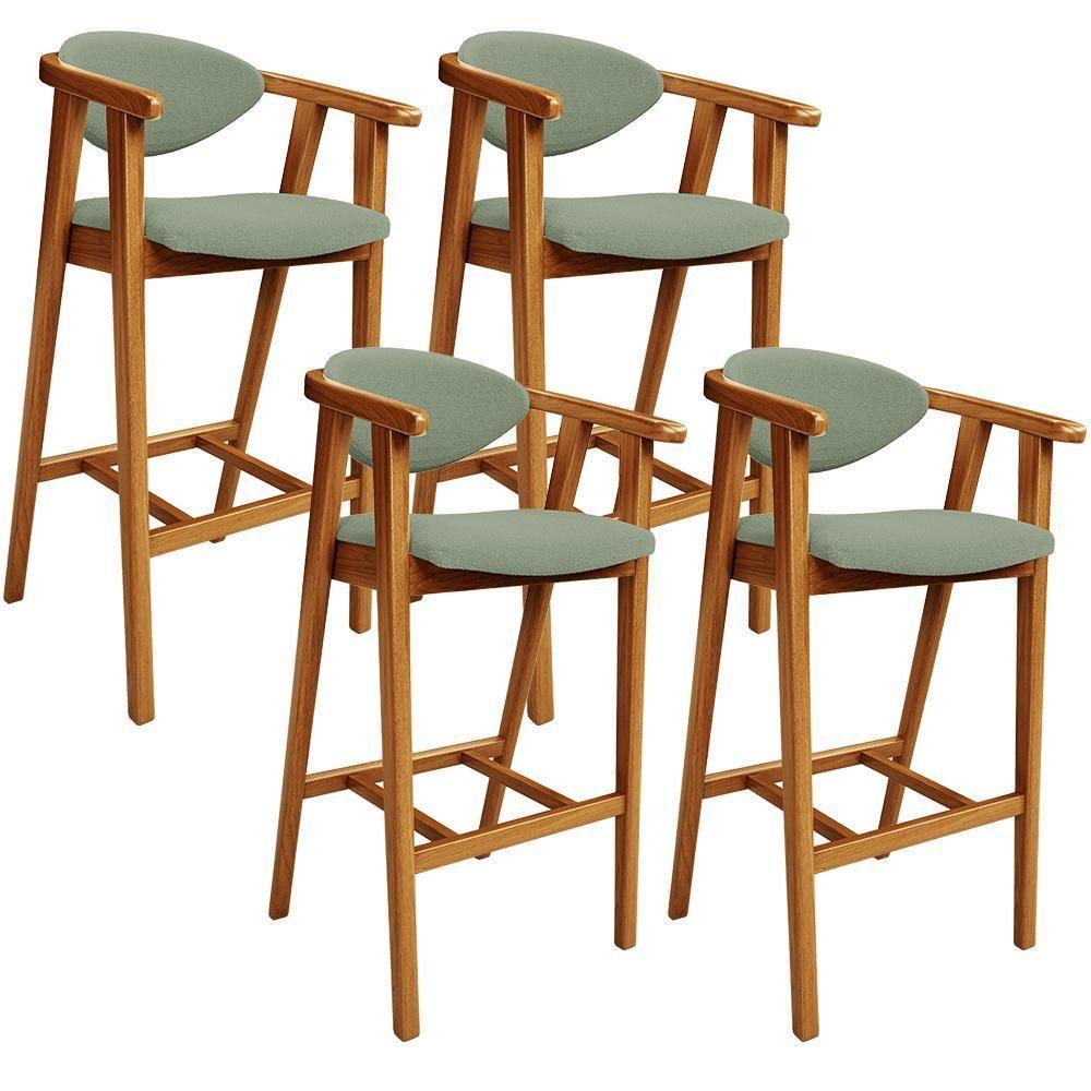 Kit 04 Banquetas Alta Para Cozinha Bancada Bar Sala De Jantar Fixa Cecília L02 Bouclê Oliva - 1