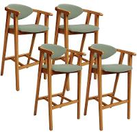 Kit 04 Banquetas Alta Para Cozinha Bancada Bar Sala De Jantar Fixa Cecília L02 Bouclê Oliva - 1