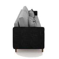 Sofá Living Montecarlo 3 Lugares Bipartido 232cm Pés Em Madeira Veludo-pu Cinza-preto G33 Gran Belo - 2