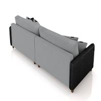 Sofá Living Montecarlo 3 Lugares Bipartido 232cm Pés Em Madeira Veludo-pu Cinza-preto G33 Gran Belo