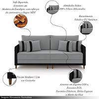 Sofá Living Montecarlo 3 Lugares Bipartido 232cm Pés Em Madeira Veludo-pu Cinza-preto G33 Gran Belo - 5
