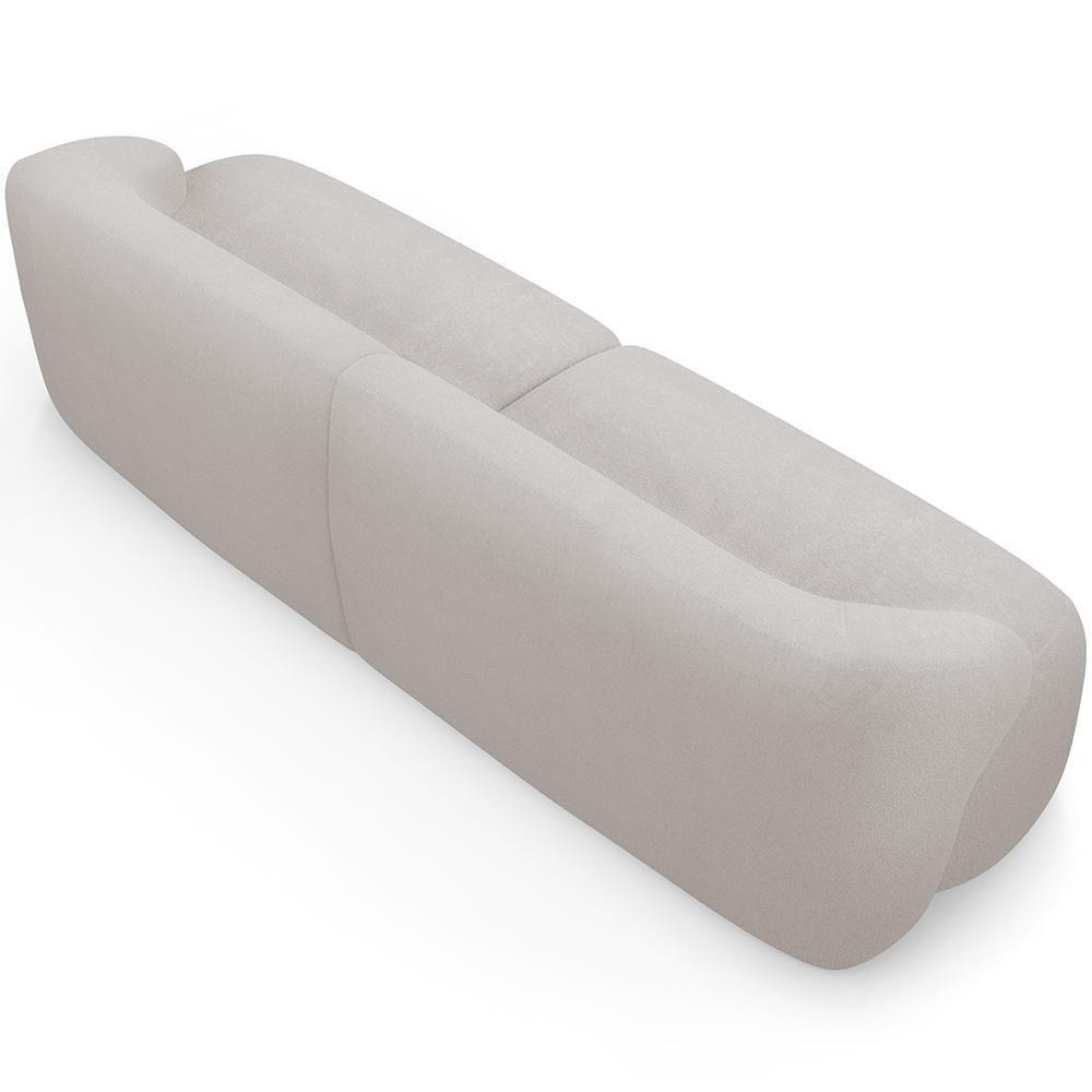Sofá 4 Lugares Curvo Orgânico Com 02 Poltronas Living 280cm Barolo L06 Bouclê Cinza - 5