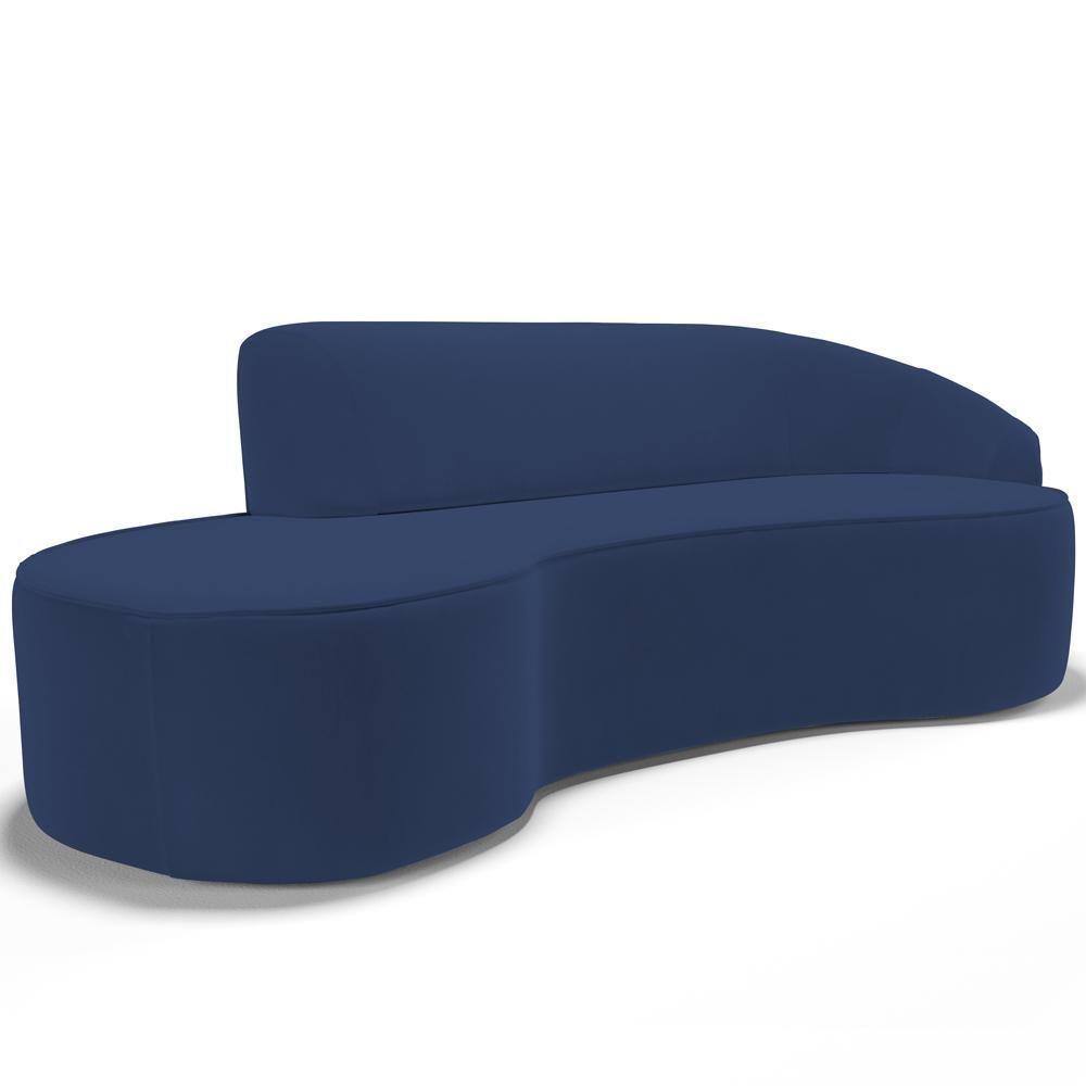 Sofá 3 Lugares Curvo Living Firenze Direito D02 Veludo Azul Marinho 230cm C-304 - Lyam - 1