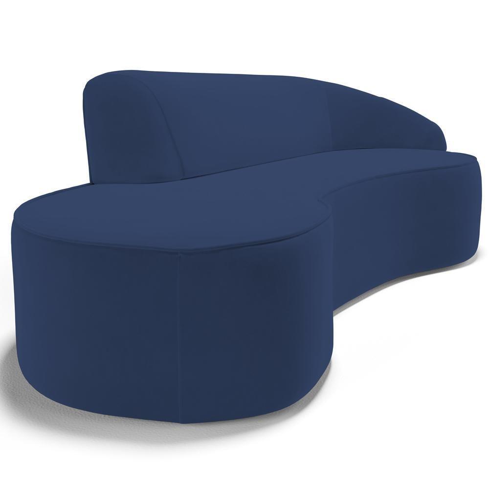 Sofá 3 Lugares Curvo Living Firenze Direito D02 Veludo Azul Marinho 230cm C-304 - Lyam - 8