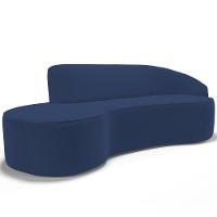 Sofá 3 Lugares Curvo Living Firenze Direito D02 Veludo Azul Marinho 230cm C-304 - Lyam - 1