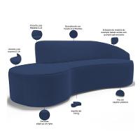 Sofá 3 Lugares Curvo Living Firenze Direito D02 Veludo Azul Marinho 230cm C-304 - Lyam - 5