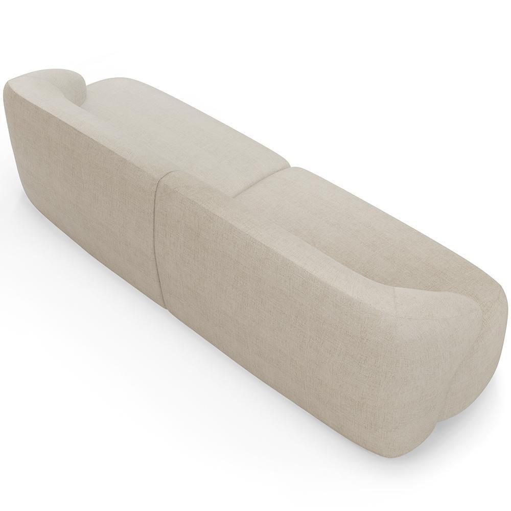 Sofá 3 Lugares Curvo Orgânico Com 02 Poltronas Living 250cm Barolo L06 Linho Bege Escuro - 5