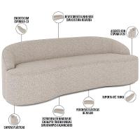 Sofá 4 Lugares Curvo Living Lótus D02 Linho Bege 230cm D-463 - 7
