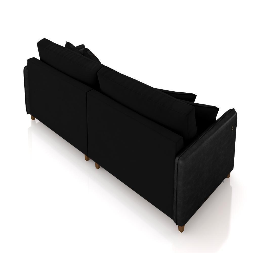 Sofá Living Montecarlo 3 Lugares Bipartido 232cm Pés Em Madeira Veludo-pu Preto G33 Gran Belo - 4