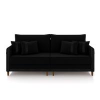 Sofá Living Montecarlo 3 Lugares Bipartido 232cm Pés Em Madeira Veludo-pu Preto G33 Gran Belo - 6