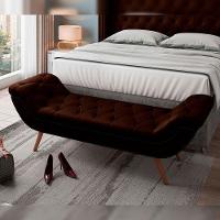 Kit Cabeceira Cama Box Casal 140cm Madrid Com Puff Recamier Santorini Couríssimo Marrom