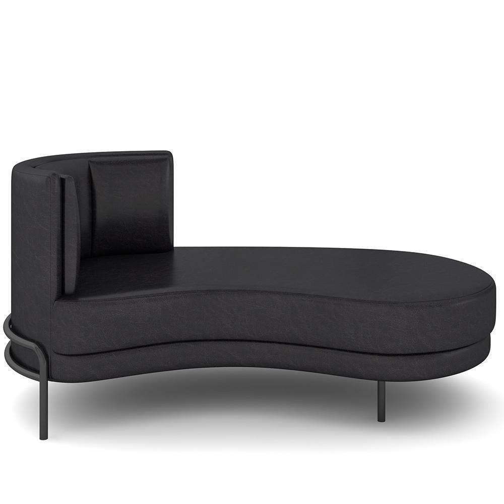 Sofá Chaise Longue Living Lucca Direito D02 Couríssimo Preto B-159 - 2