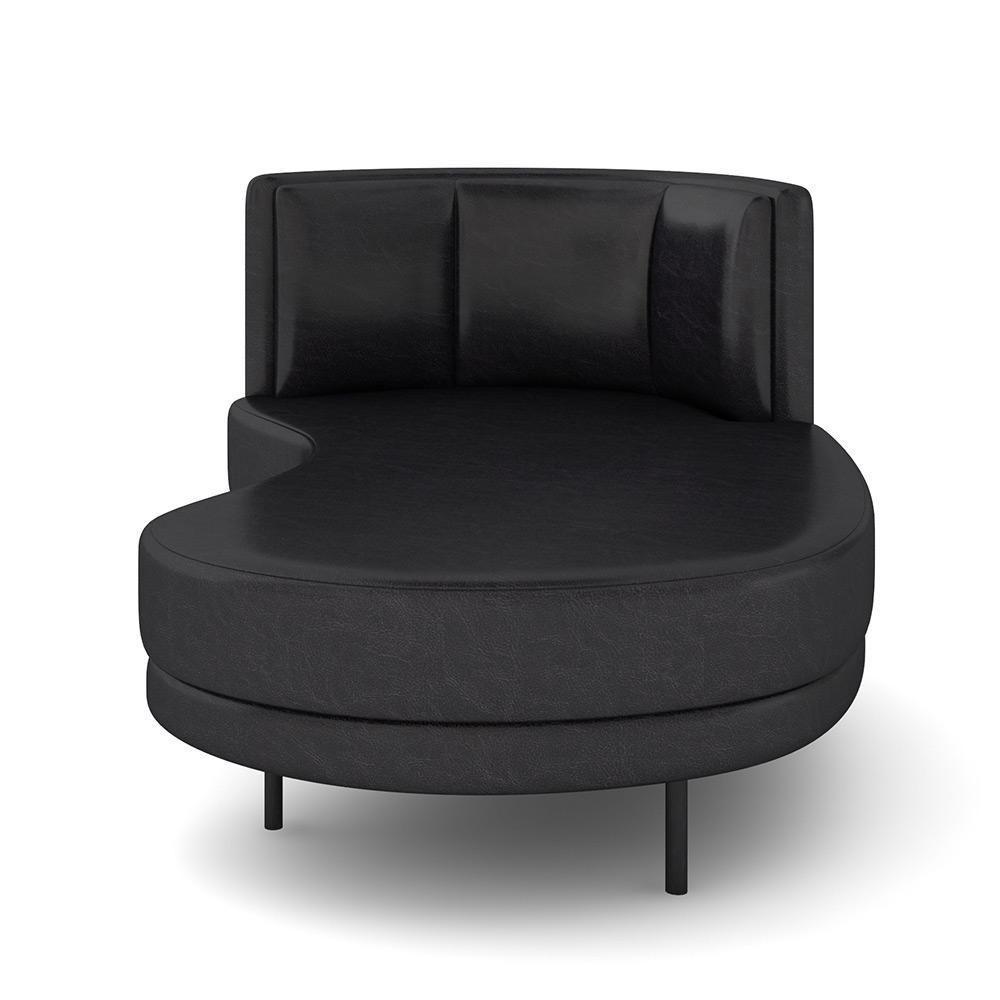 Sofá Chaise Longue Living Lucca Direito D02 Couríssimo Preto B-159 - 7