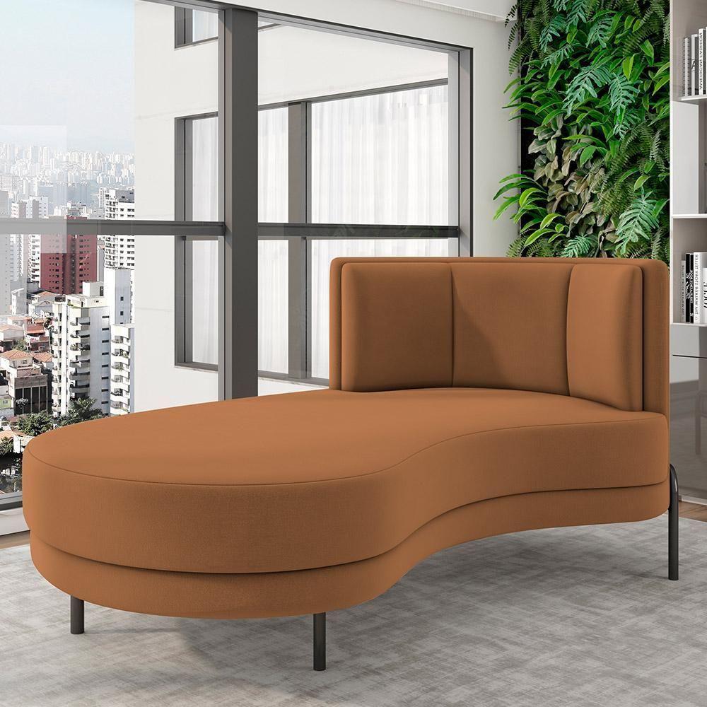 Sofá Chaise Longue Living Lucca Esquerdo D02 Veludo Terracota C-262 - 6
