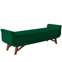 Puff Recamier Decorativo Com Pés Em Madeira 140cm Itália Bouclê Verde - 1