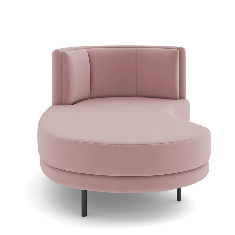 Sofá Chaise Longue Living Lucca Esquerdo D02 Veludo Rosê C-305 - 4