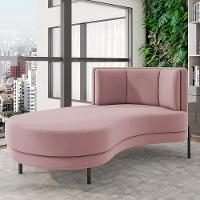 Sofá Chaise Longue Living Lucca Esquerdo D02 Veludo Rosê C-305 - 6