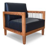 Kit 2 Poltronas E Sofá Living 2 Lugares Marilia 1,60m Corano Preto Base Em Madeira Castanho - 5