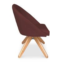 Kit 06 Poltronas Cadeira Giratória Bela Suede Marsala Base De Madeira - Pallazio