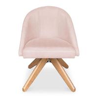 Kit 02 Poltronas Cadeira Giratória Bela Suede Rosa Bebê Base De Madeira - Pallazio