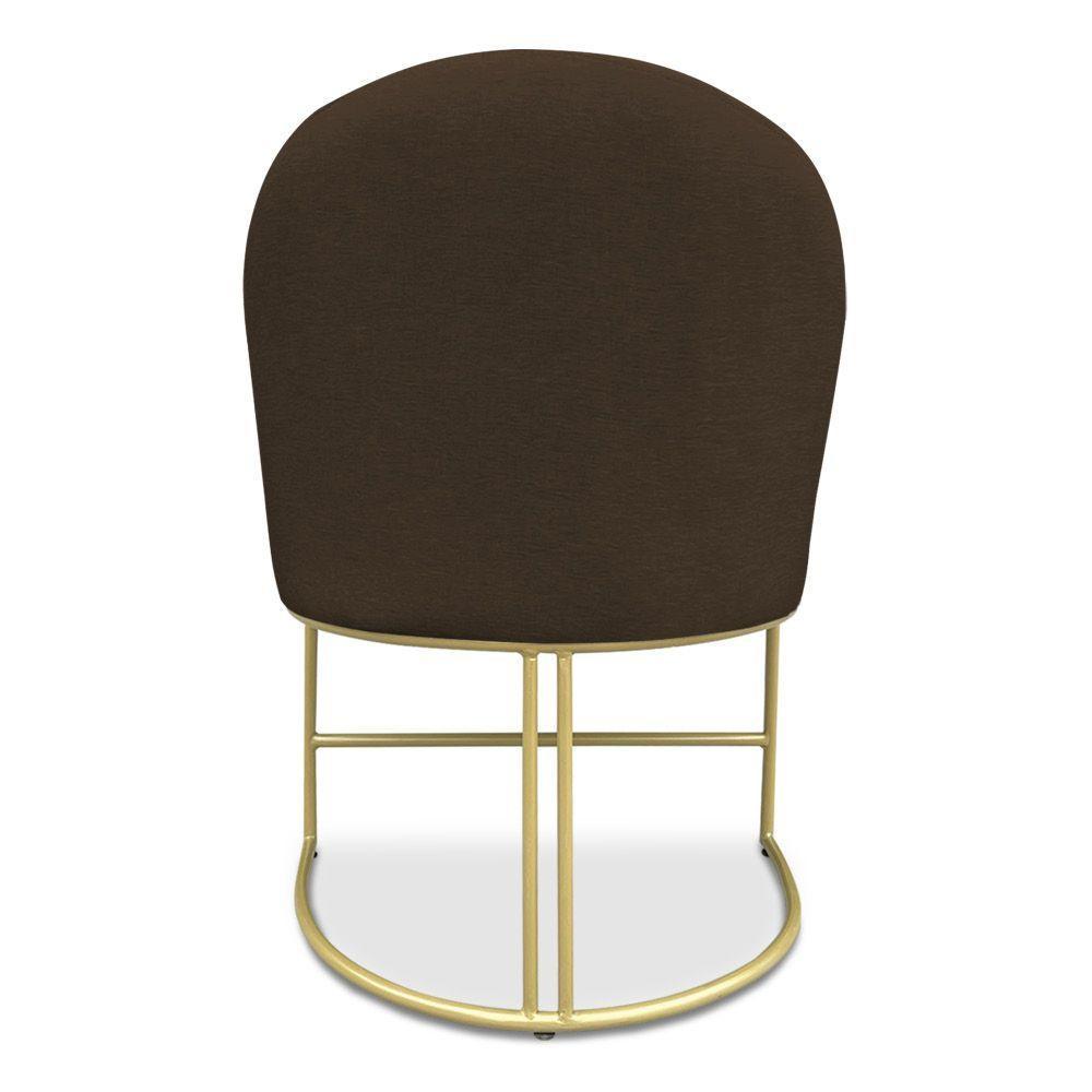 Kit 06 Cadeiras Poltrona De Jantar Bela Suede Base Metálica Industrial Dourado - Pallazio Marrom - 2