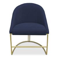 Kit 04 Cadeiras Poltrona De Jantar Bela Suede Base Metálica Industrial Dourado - Pallazio Azul Marinho - 7