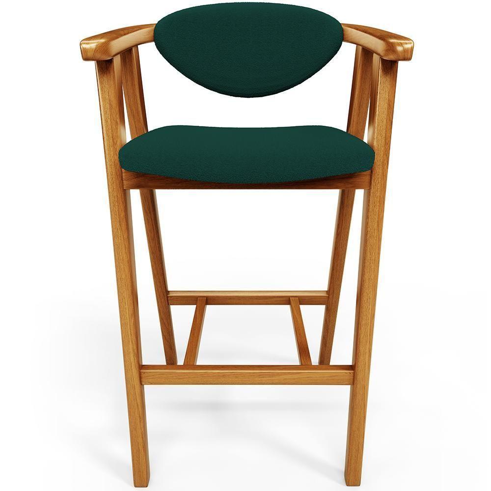 Banqueta Alta Para Cozinha Bancada Bar Sala De Jantar Fixa Cecília L02 Bouclê Verde - 1