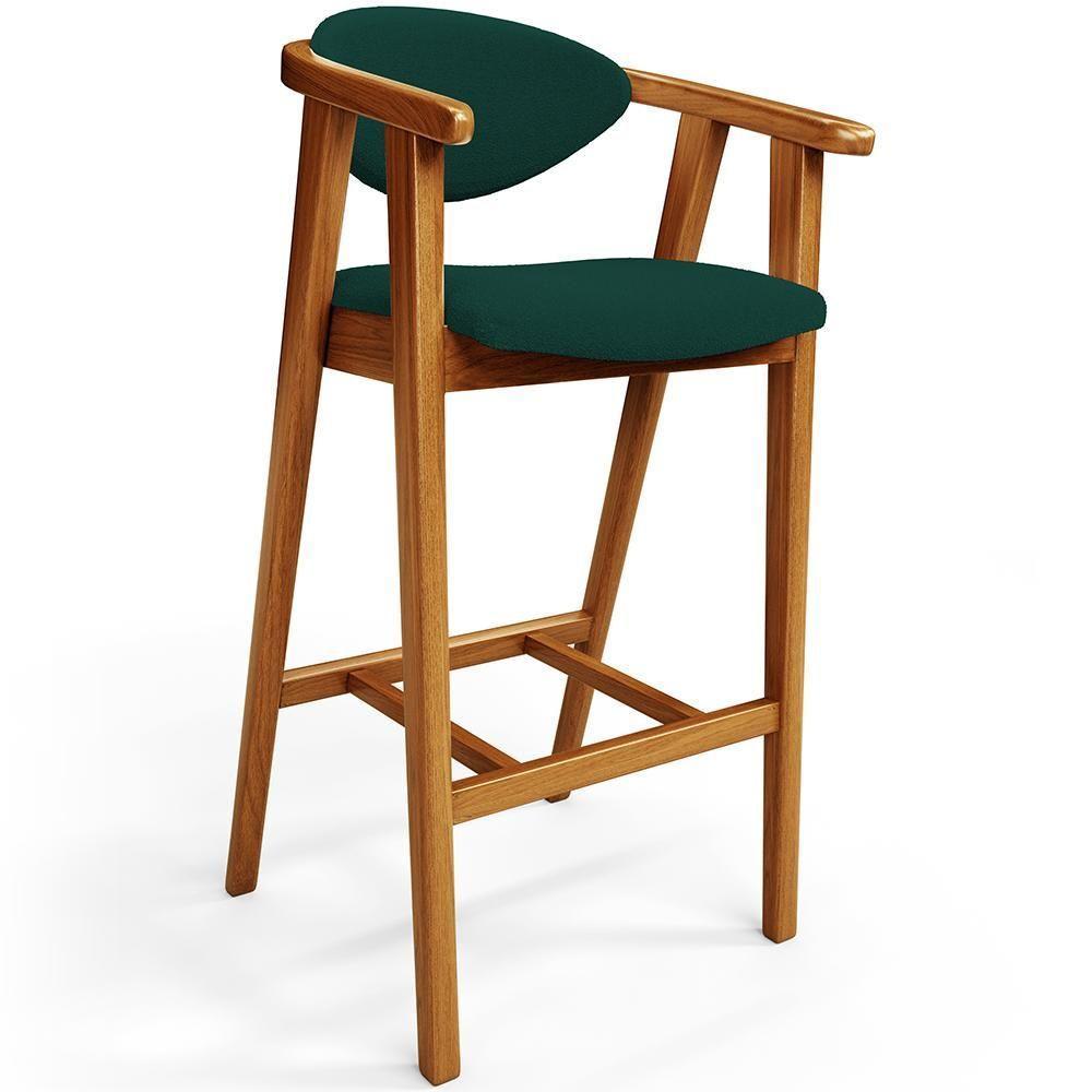 Banqueta Alta Para Cozinha Bancada Bar Sala De Jantar Fixa Cecília L02 Bouclê Verde - 2