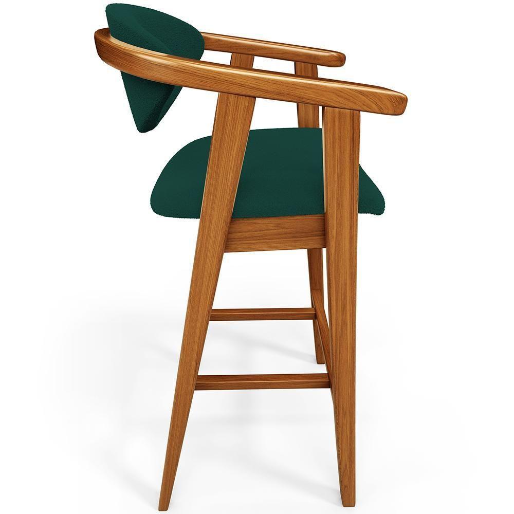 Banqueta Alta Para Cozinha Bancada Bar Sala De Jantar Fixa Cecília L02 Bouclê Verde - 3