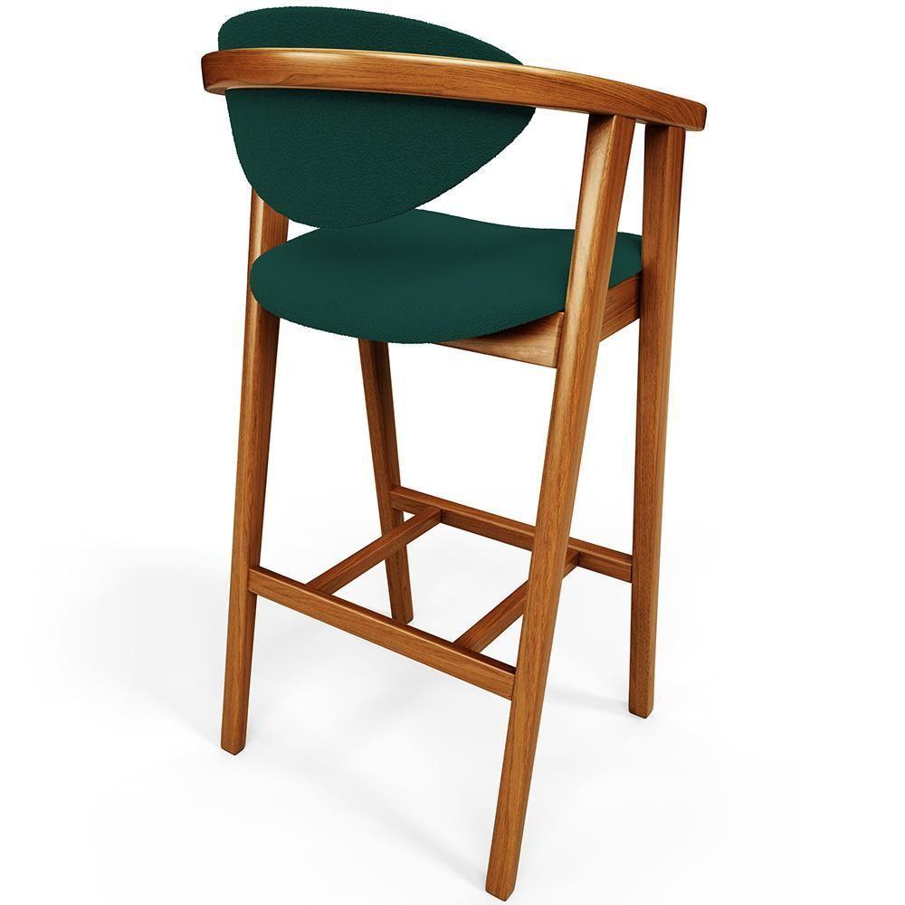 Banqueta Alta Para Cozinha Bancada Bar Sala De Jantar Fixa Cecília L02 Bouclê Verde - 4