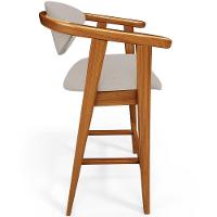 Banqueta Alta Para Cozinha Bancada Bar Sala De Jantar Fixa Cecília L02 Linho Bege - 3