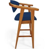 Banqueta Alta Para Cozinha Bancada Bar Sala De Jantar Fixa Cecília L02 Suede Azul Marinho - 3