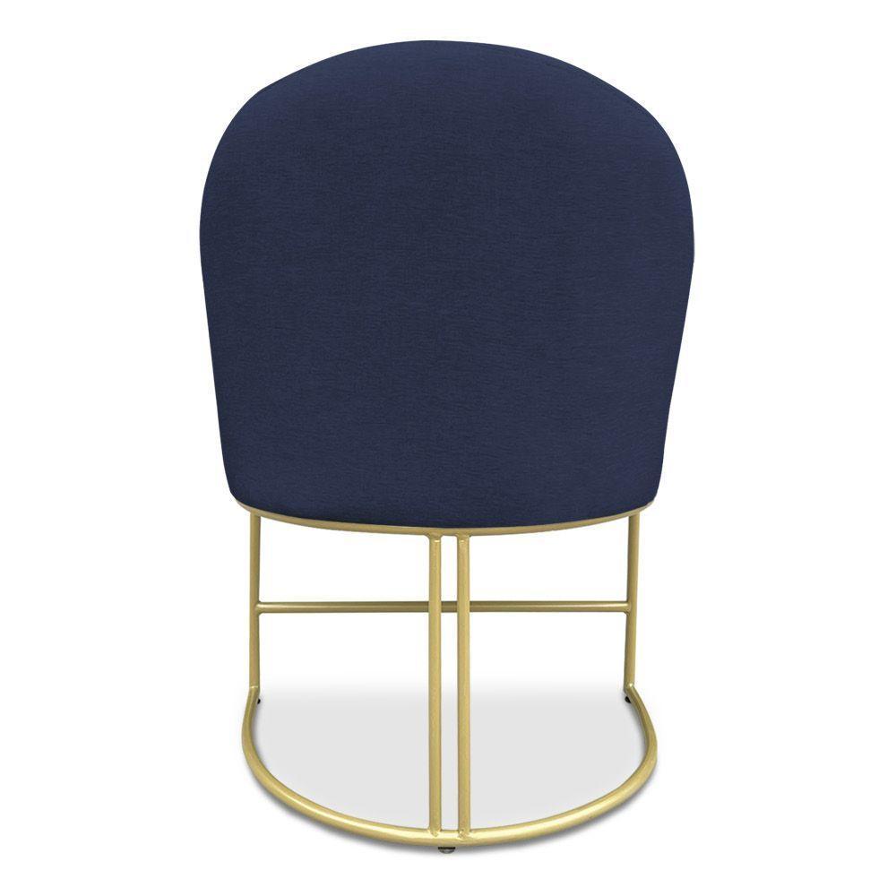 Kit 04 Cadeiras Poltrona De Jantar Bela Suede Azul Marinho Base Metálica Industrial Dourado - Pallazio - 2